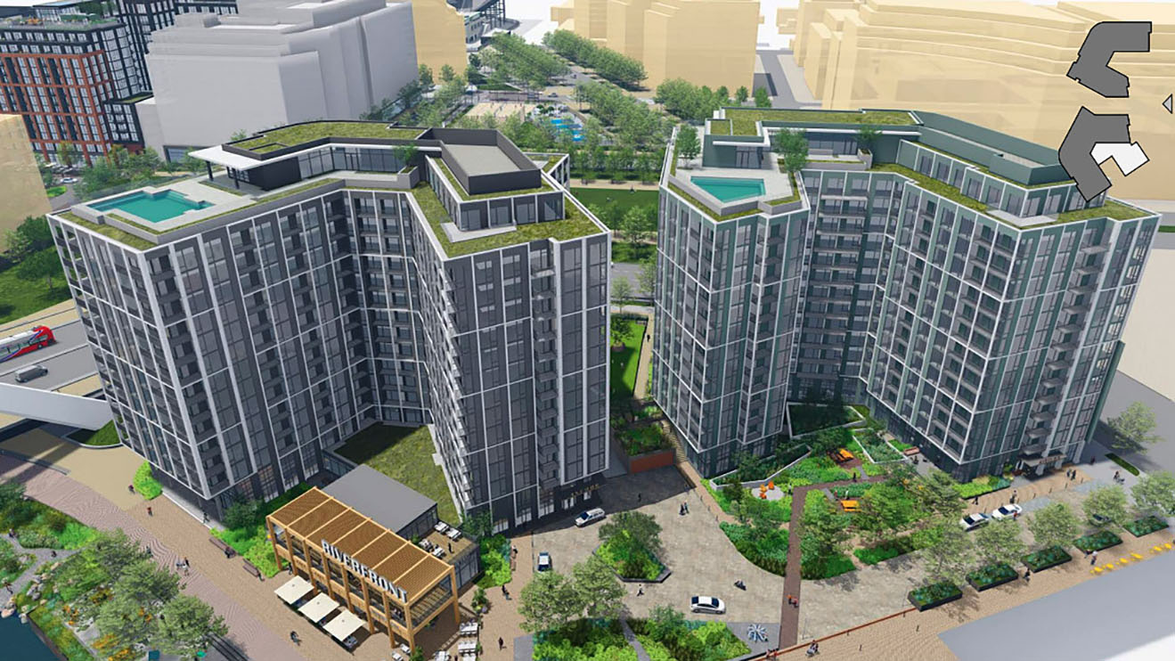 Architect's rendering of a proposed 600-unit multifamily community